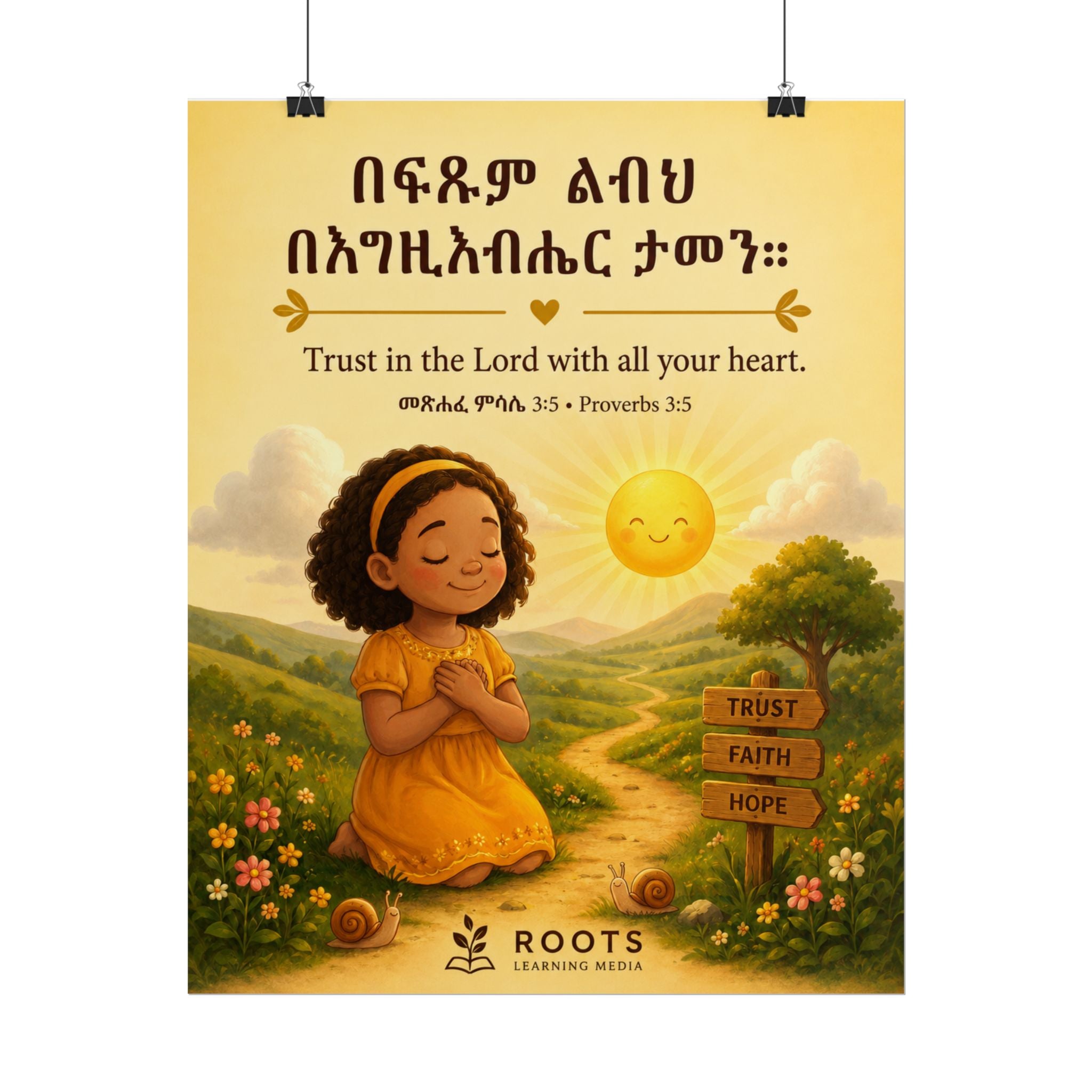 Proverbs 3:5 | መጽሐፈ ምሳሌ 3:5 Amharic Christian Kids Wall Art Print | Trust in the Lord
